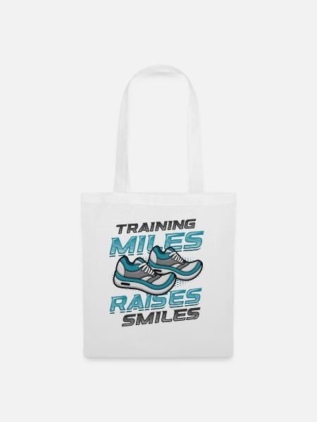 Training Miles, Raises Smiles, Marathon Laufen - Stoffbeutel - Weiß