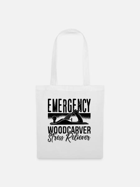 Emergency Woodcarver Stress Woodsman Wood Carver - Stoffbeutel - Weiß