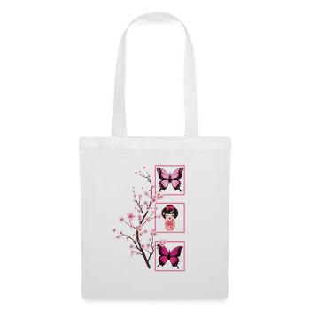 Cherry Blossom Shirt, Sakura Kawaii Japanese Doll - Tote Bag - white - Front