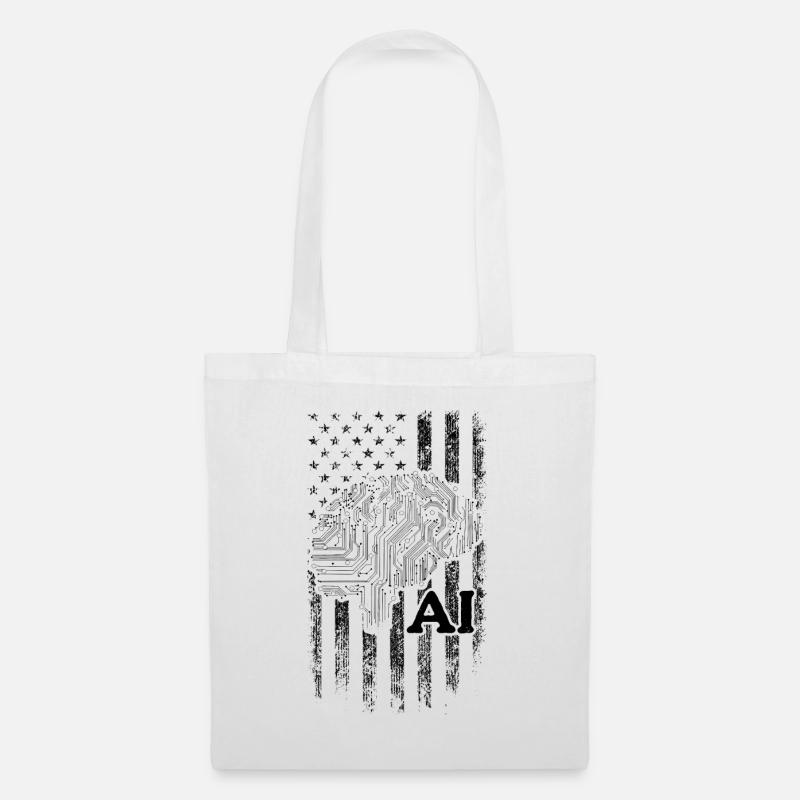 AI US Flag Artificial Intelligence Technology - Stoffbeutel - Weiß