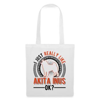 Ich mag einfach Akita Inus - Stoffbeutel - Weiß - Vorne