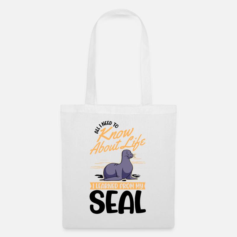 Robbe Geschenk Seehund Seelöwe - Stoffbeutel - Weiß