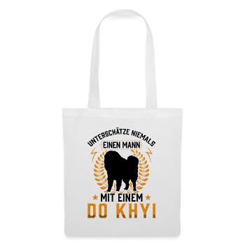 Mann mit Do Khyi Tibetanische Dogge - Stoffbeutel - Weiß - Vorne
