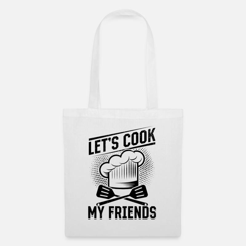 Let's Cook My Friends Cooking Instruments Kitchen - Stoffbeutel - Weiß