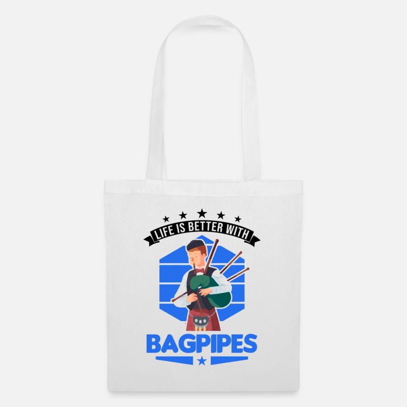 Never run with Bagpipes You could get Kilt - Stoffbeutel - Weiß