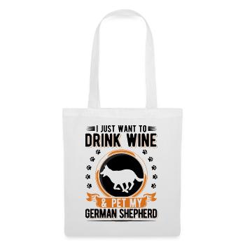 Berger allemand et vin - Sac en tissu - blanc - Devant