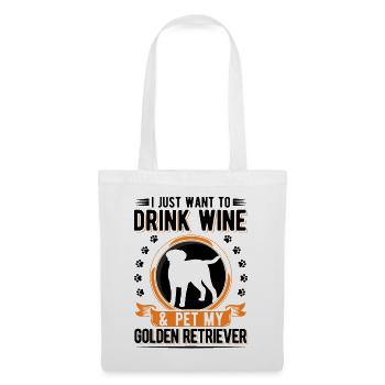 Golden Retriever und Wein - Stoffbeutel - Weiß - Vorne
