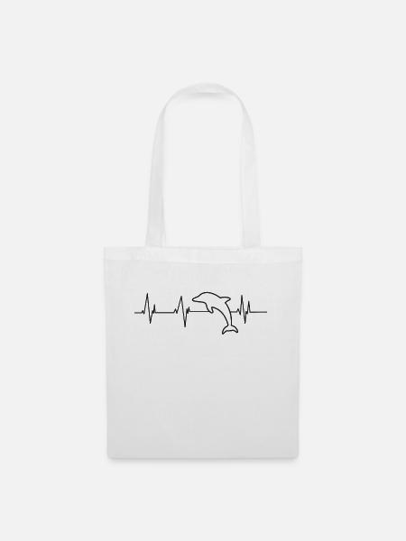 Dolphin Heartbeat - Stoffbeutel - Weiß