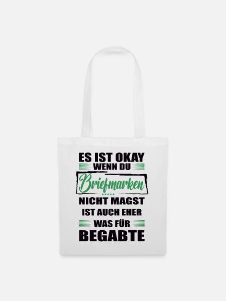 Briefmarken Lustiger Spruch für Mann & Frau - Stoffbeutel - Weiß
