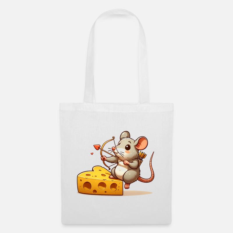 Ratten-Amor-Käse-Herz-Valentinstag-Nagetier - Stoffbeutel - Weiß