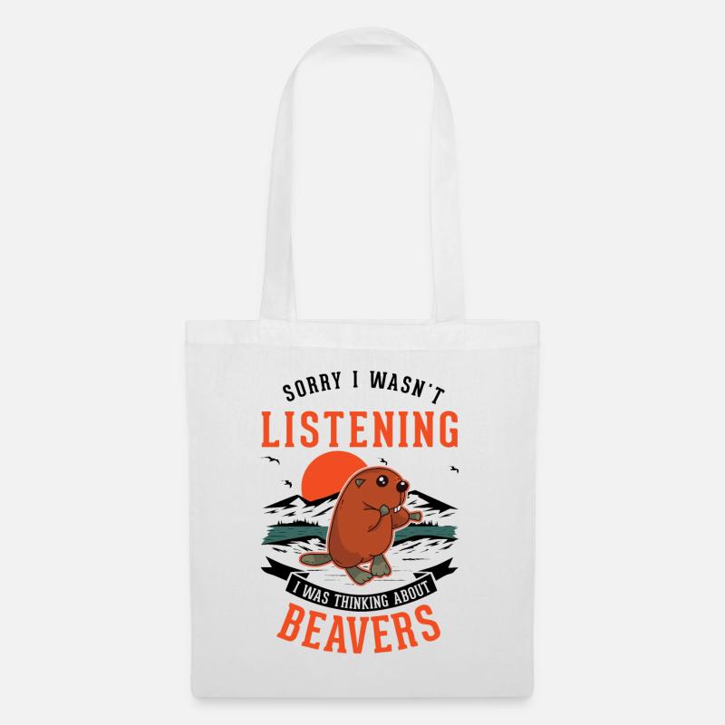 Biber Biberdamm Geschenk Beaver - Stoffbeutel - Weiß
