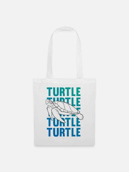 TURTLE Schattenbild Wortkunst Geschenk - Stoffbeutel - Weiß