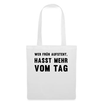 Anti-Morgenmensch Wecker-Snooze-Geschenk - Stoffbeutel - Weiß - Vorne