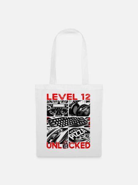 Geburtstag Level 12 freigeschaltet Gaming & Zocker - Stoffbeutel - Weiß