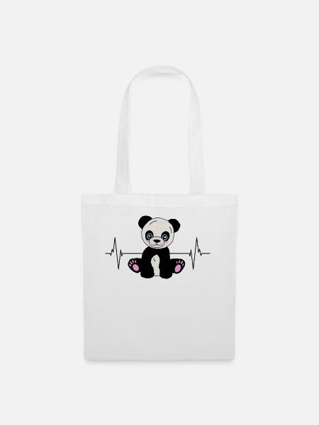 Panda-Herzschlag für Tierfreunde - Stoffbeutel - Weiß
