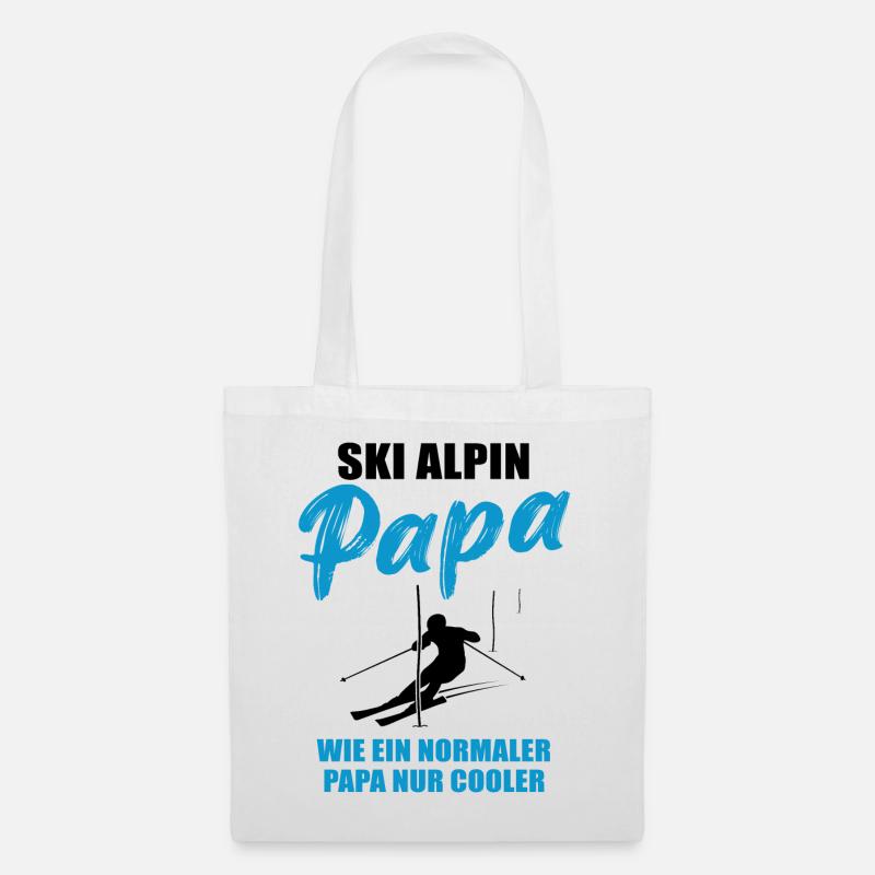 Alpiner Ski-Papa Geschenk - Stoffbeutel - Weiß