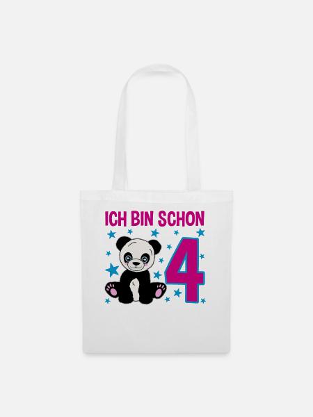 Vier Jahre Pandazauber - Stoffbeutel - Weiß