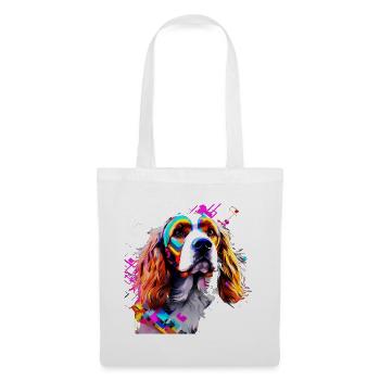 Englischer Cocker Spaniel künstlerisch gestaltet - Stoffbeutel - Weiß - Vorne