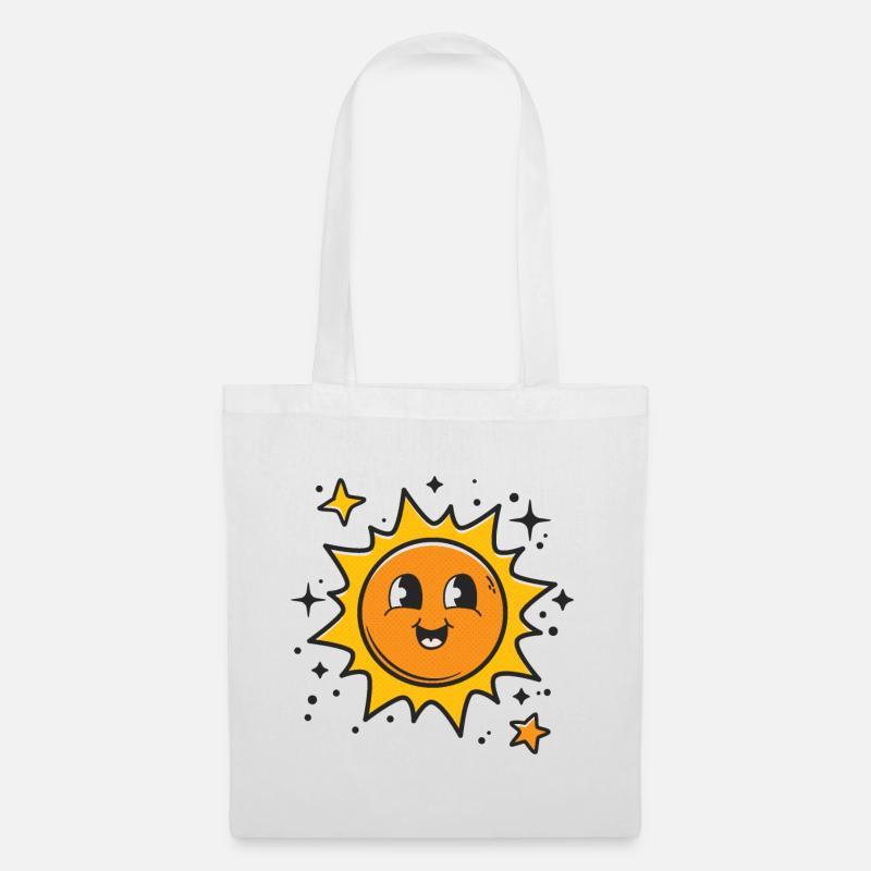 Frohe Sonne - Stoffbeutel - Weiß