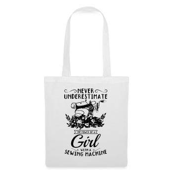 Couturière Sewing Girls - Une fille avec un mac à coudre - Sac en tissu - blanc - Devant
