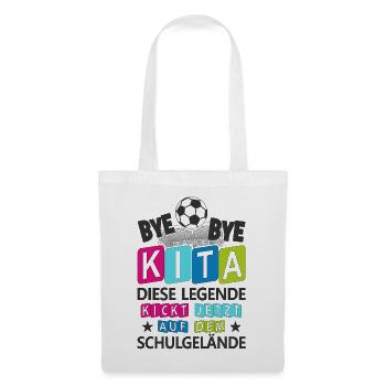 Einschulung Schulkind Fußball Schulanfang Geschenk - Stoffbeutel - Weiß - Vorne