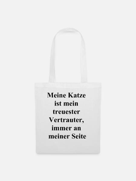 Treu & Frech - Katzengeschenk - Stoffbeutel - Weiß