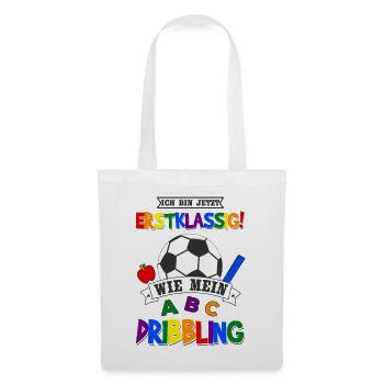 Schulanfang Fußball Schulkind Einschulung Geschenk - Stoffbeutel - Weiß - Vorne