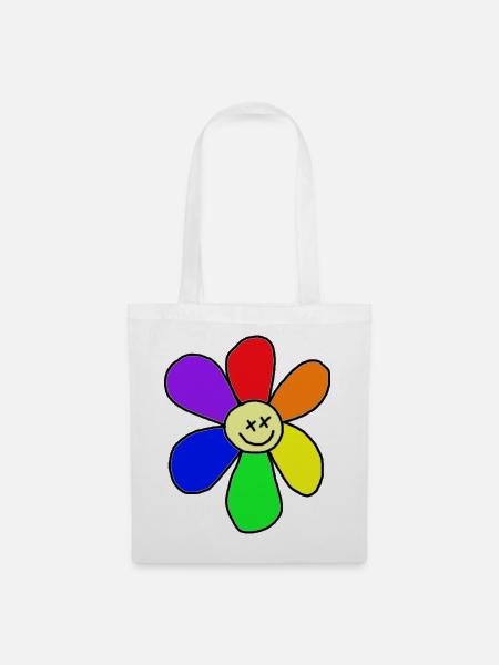 Regenbogen-Blume - Stoffbeutel - Weiß