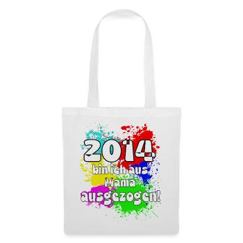 2014 bin ich aus meiner Mama ausgeszogen - Stoffbeutel - Weiß - Vorne