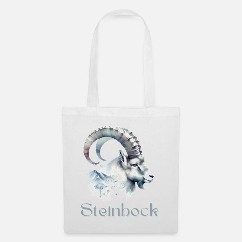 Elegantes Steinbock Sternzeichen Aquarell Geschenk - Stoffbeutel - Weiß