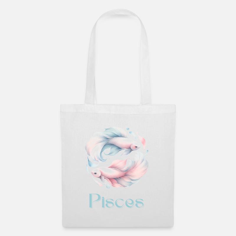 Elegantes Pisces Sternzeichen Aquarell Geschenk - Stoffbeutel - Weiß
