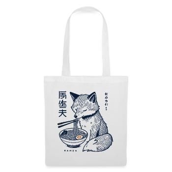 Kitsune Ramen Nouilles Kawaii Rétro Ukiyo-e Fox - Sac en tissu - blanc - Devant