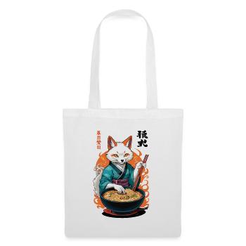 Kitsune Ramen Noodles Kawaii Japan Retro Ukiyo-e - Tote Bag - white - Front