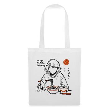 La fille aime les nouilles ramen et le dessin - Sac en tissu - blanc - Devant