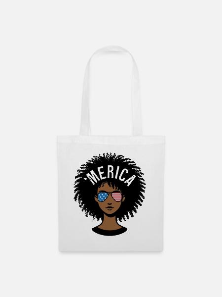 "merica Afro - Stoffbeutel - Weiß