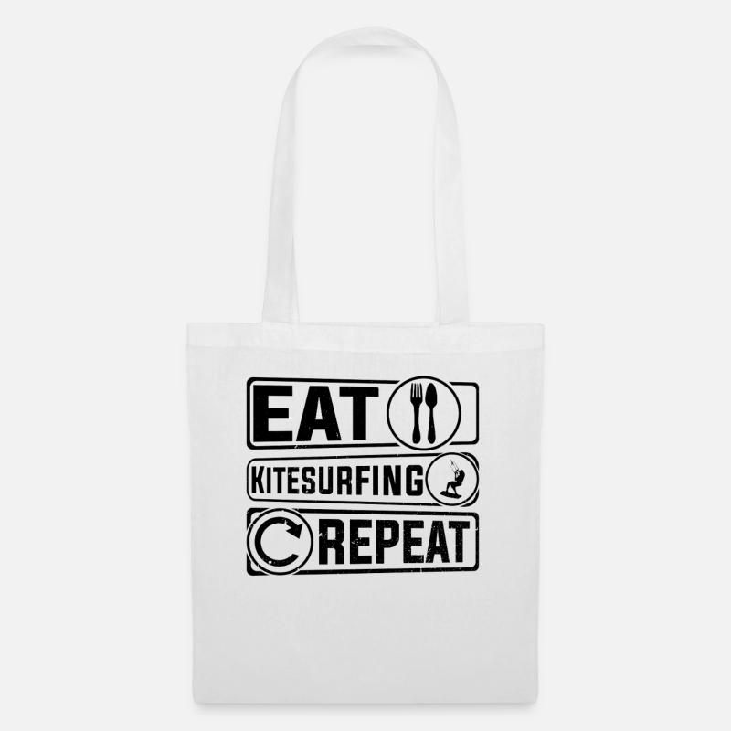 Eat Kitesurfing Repeat - Kiteboarding Kitesurfing - Stoffbeutel - Weiß