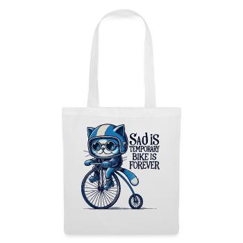Katzen Fahrrad Design mit Spruch für Radfahrende - Stoffbeutel - Weiß - Vorne
