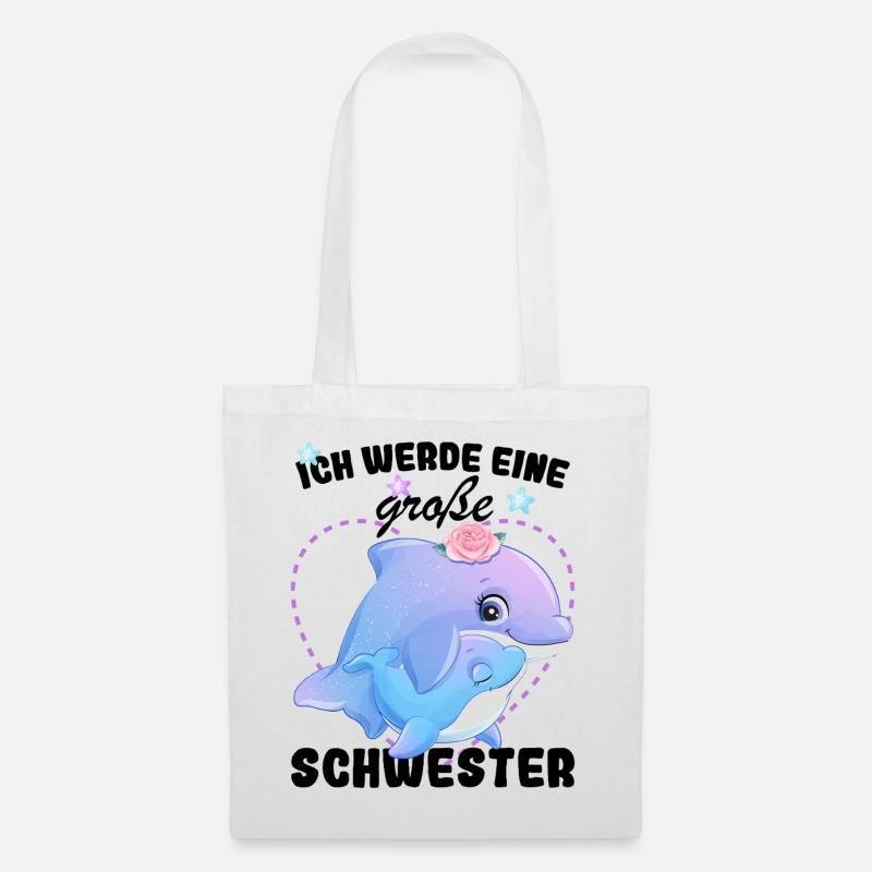 Nachwuchs Verkünden Ich Werde Große Schwester 2026 - Stoffbeutel - Weiß