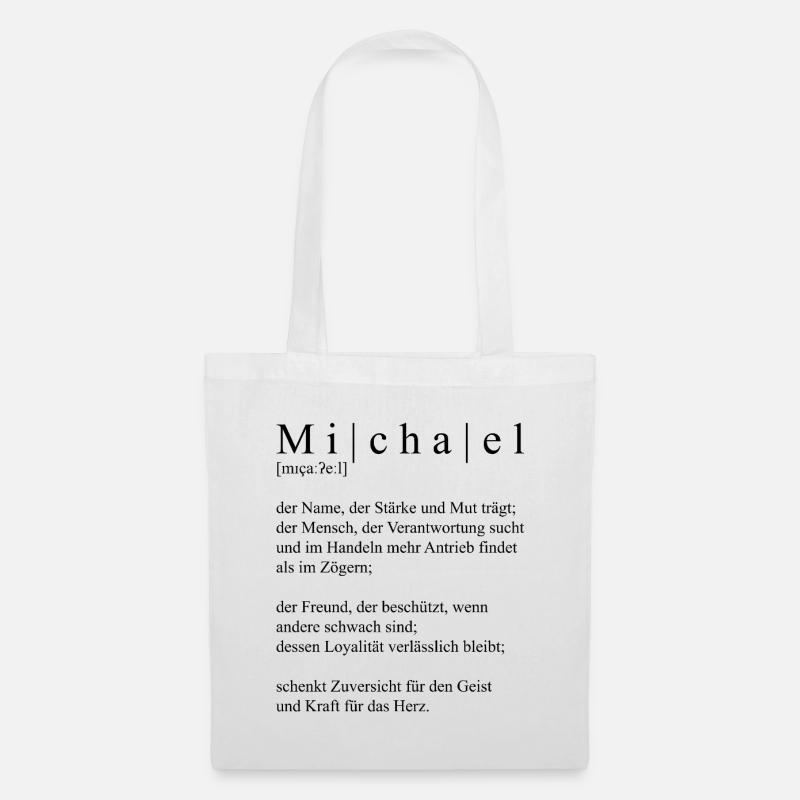 Name abstrakt Typografisch Schwarz Michael - Stoffbeutel - Weiß