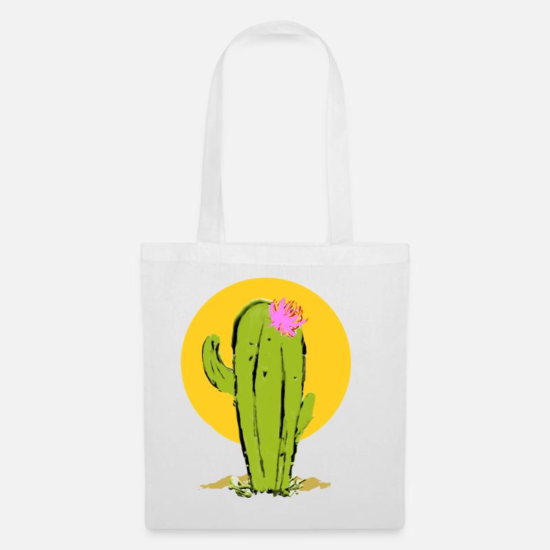 Cactus with Abstract Flower - Tote Bag - white