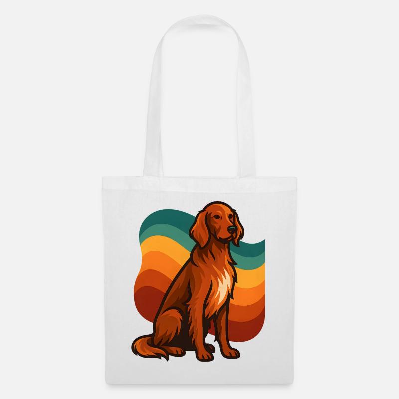 Irischer roter Setter-Hund in Retro-Wave-Palette - Stoffbeutel - Weiß