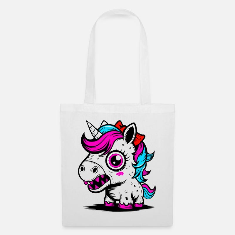 Neon Einhorn - Stoffbeutel - Weiß