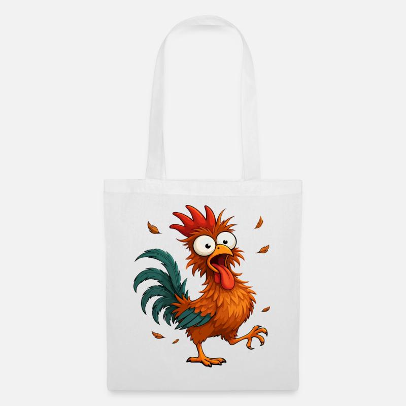 Crazy Chicken Cartoon Funny Animal Design - Mulepose - hvid