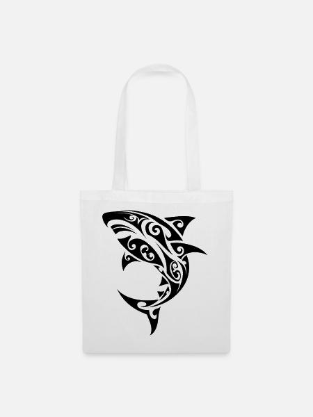 Maori-Hai-Stammestattoo - Stoffbeutel - Weiß