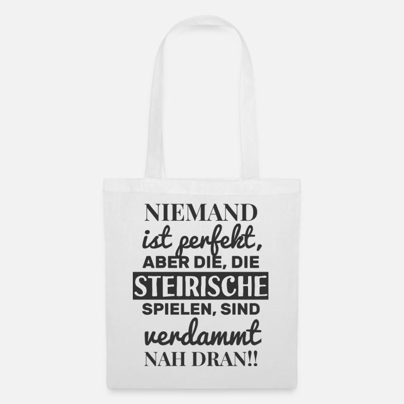 Niemand ist perfekt - Steirische Harmonika - Stoffbeutel - Weiß