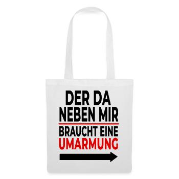 Umarmung: Rote Linie Schriftdesign - Stoffbeutel - Weiß - Vorne