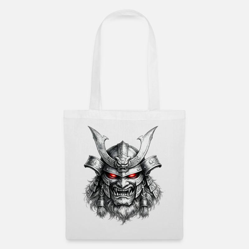 Samurai-Maskenkrieger Japanische Dämonenkunst - Stoffbeutel - Weiß