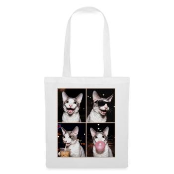 Katzen Cornish Rex Katze - Stoffbeutel - Weiß - Vorne
