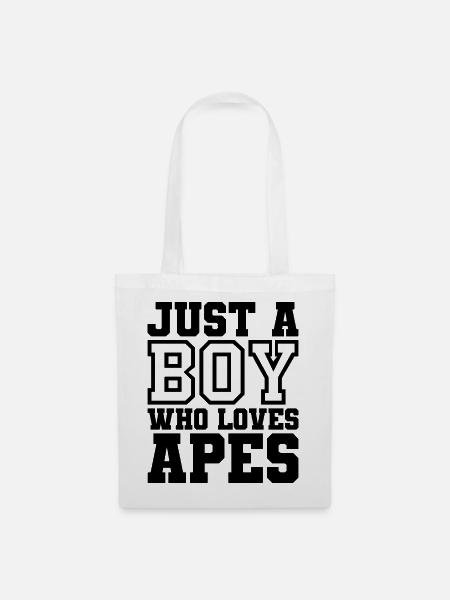 JUST A BOY WHO LOVES APES - Stoffbeutel - Weiß