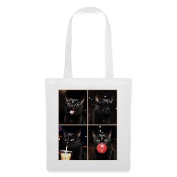 Katzen schwarze Katze - Stoffbeutel - Weiß - Vorne